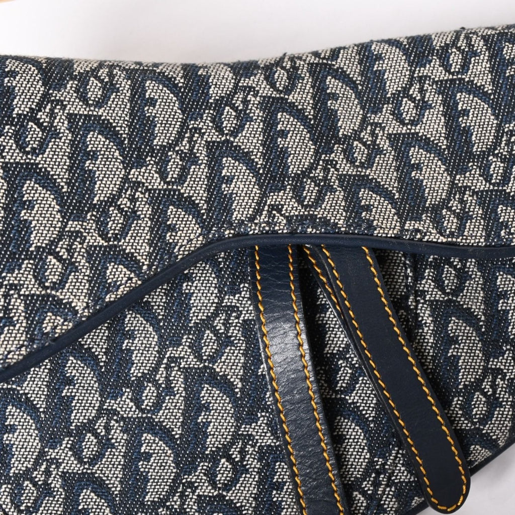 Dior Saddle Bag Trotter Navy All Over Print Cotton Canvas — view 4