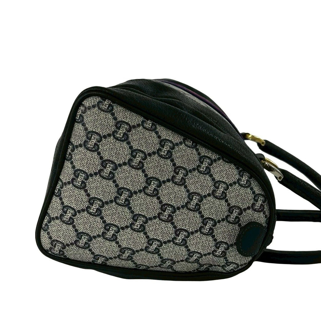 Gucci Vintage Sherry Line Plus Logo Leather Handbag Navy — view 6