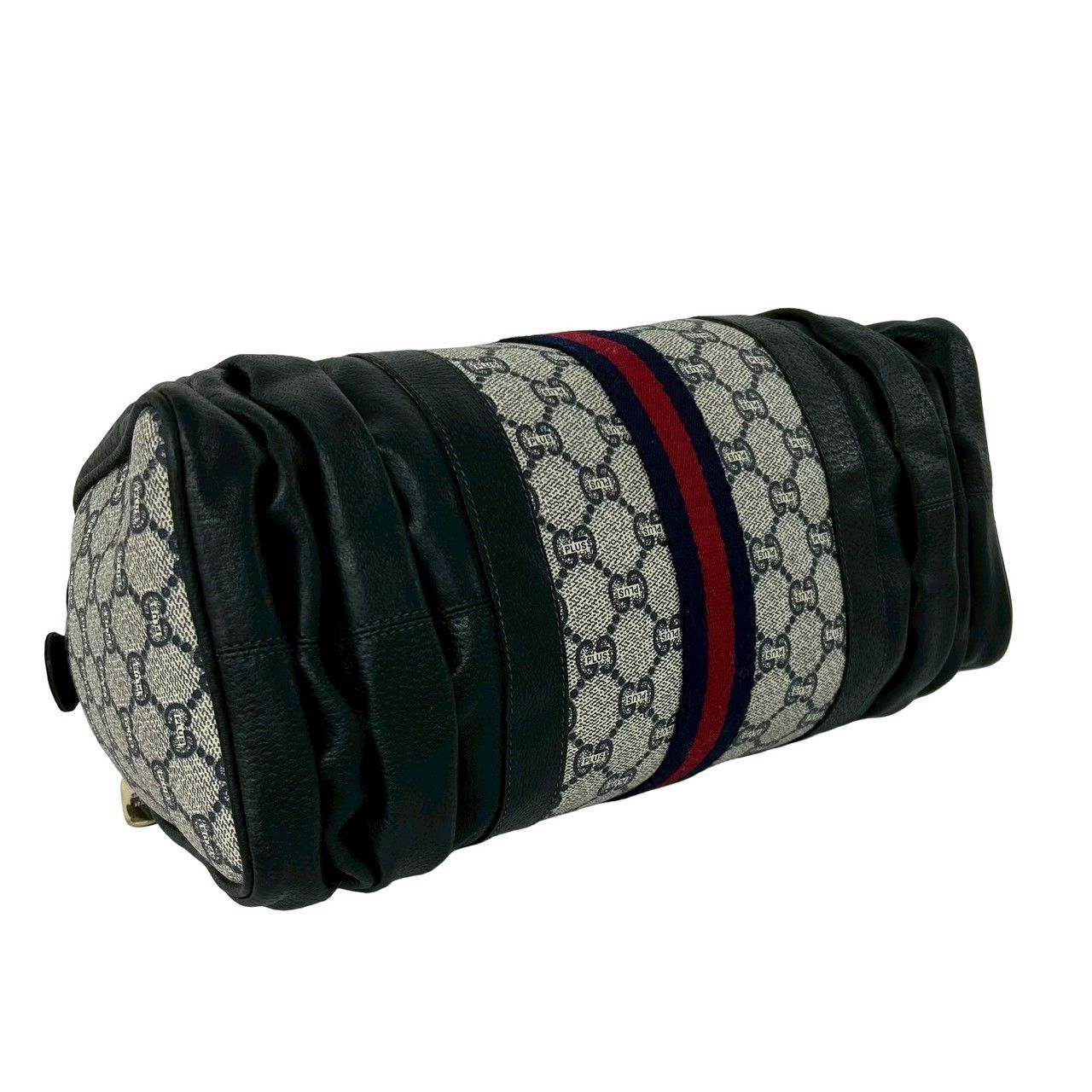 Gucci Vintage Sherry Line Plus Logo Leather Handbag Navy — view 7