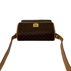 Celine Vintage Macadam Pattern Logo Ring Leather Shoulder Bag Pochette Brown — view 4