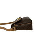 Celine Vintage Macadam Pattern Logo Ring Leather Shoulder Bag Pochette Brown — view 5