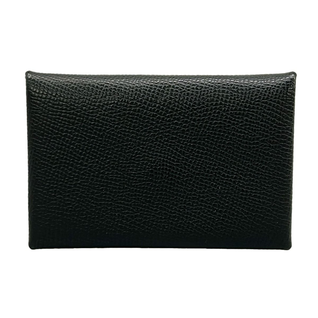 Hermes Card Case Calvi Black Silver
