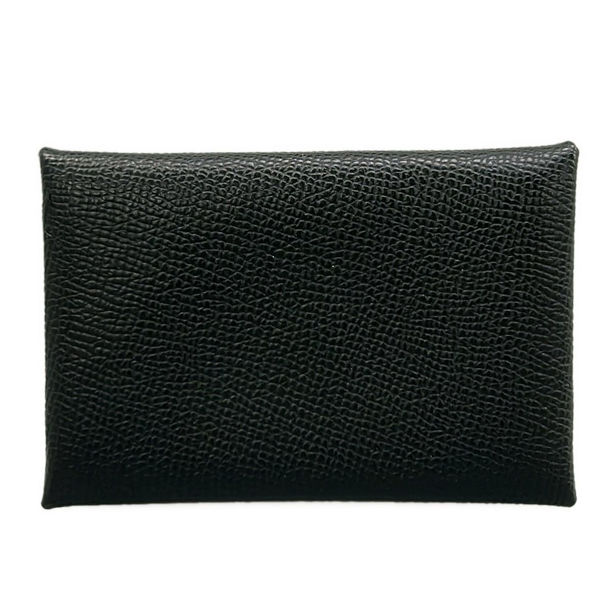 Hermes Card Case Calvi Black Silver — view 2