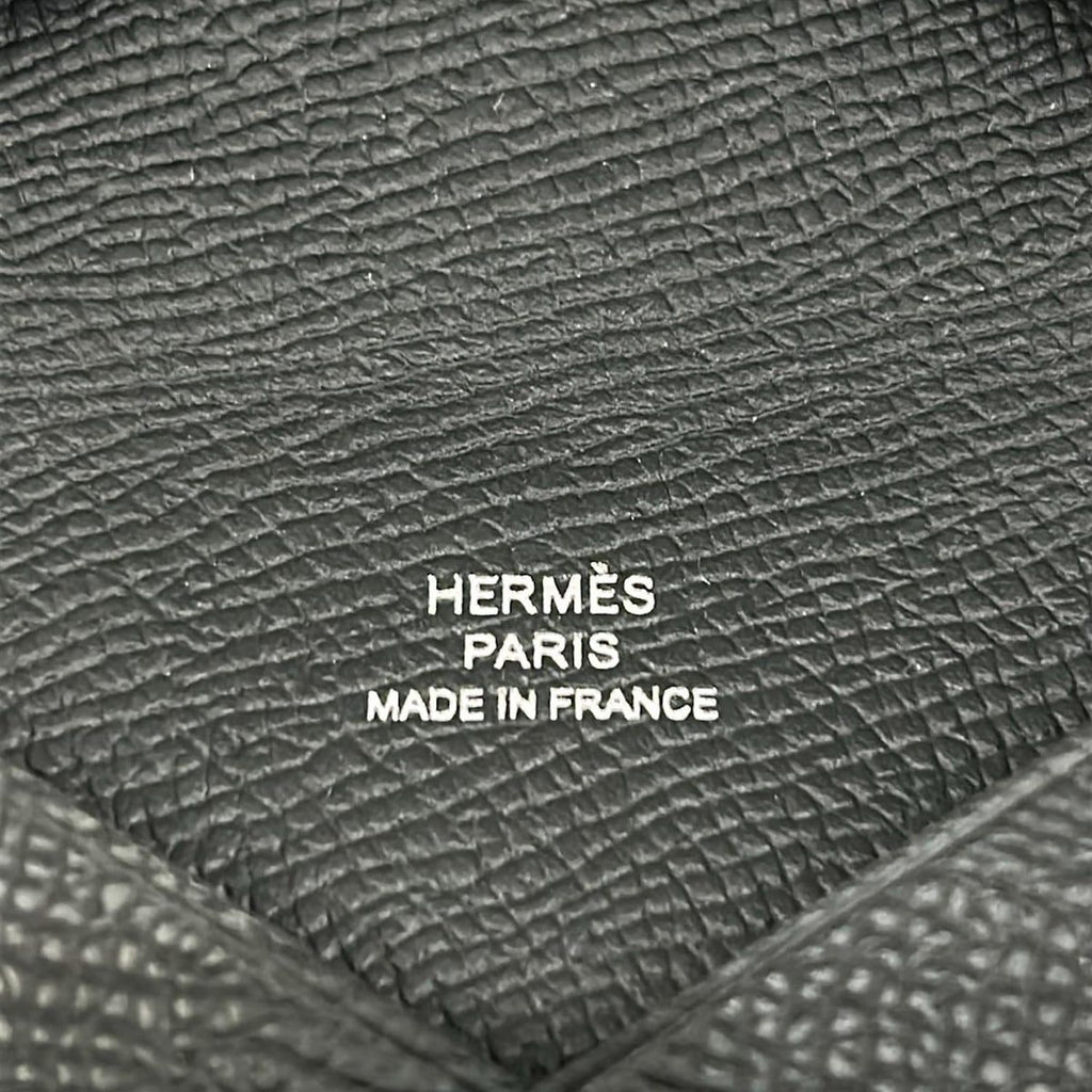 Hermes Card Case Calvi Black Silver — view 5