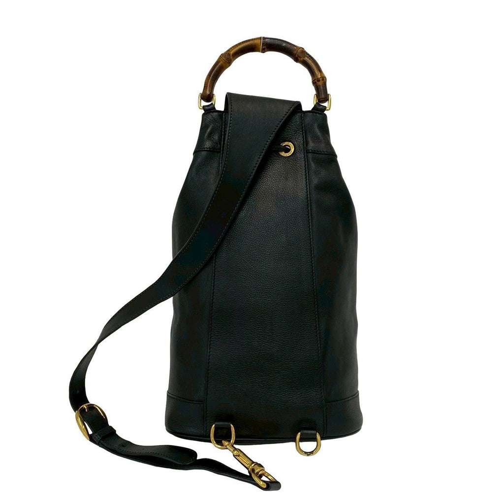 Gucci Vintage Bamb Leather Drawstring Belt Bag Black — view 3