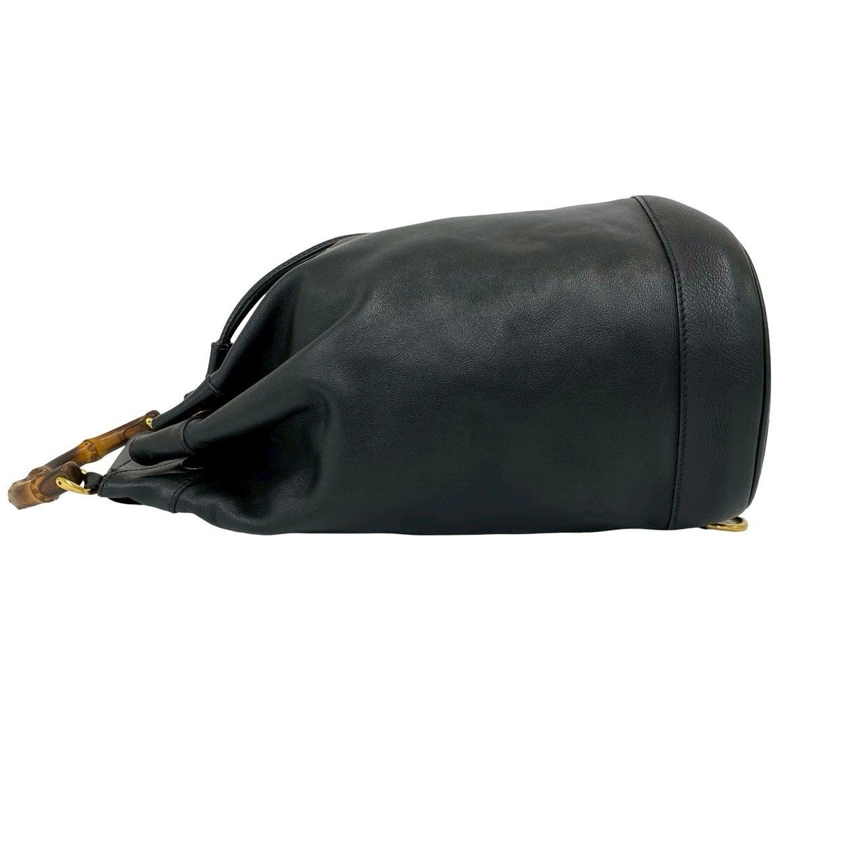 Gucci Vintage Bamb Leather Drawstring Belt Bag Black — view 5