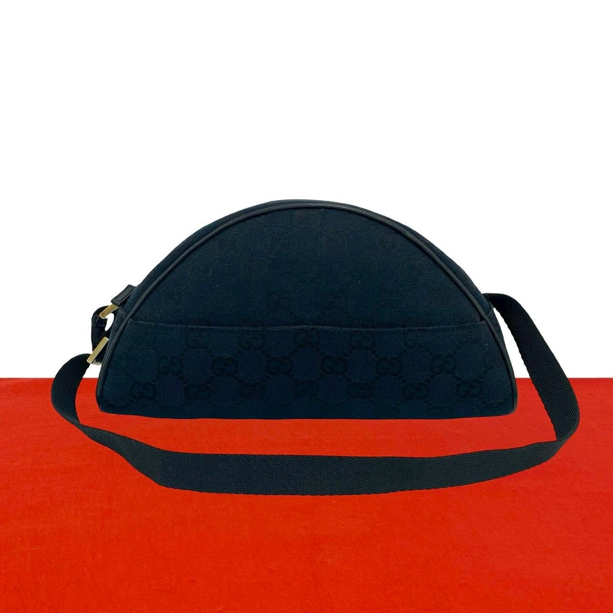 Gucci GG Canvas Pattern Leather Mini Shoulder Bag Pouch Black