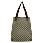 Gucci Vintage Sherry Line GG Logo Leather Tote Brown — view 3