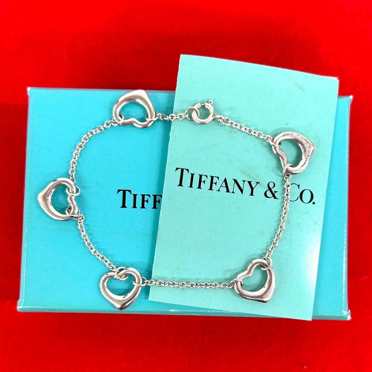 Tiffany & Co Open Heart Bracelet 925 Sterling Silver Chain