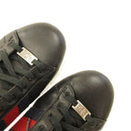 Gucci Ace Web Stripe Sneakers Leather 8 Black — view 4