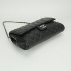 Chanel Quilted Shoulder Bag Lambskin Gray Silver CC Logo Turnlock Double Flap — view 5