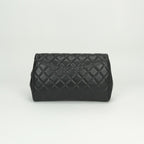 Chanel Quilted Shoulder Bag Lambskin Gray Silver CC Logo Turnlock Double Flap — view 3