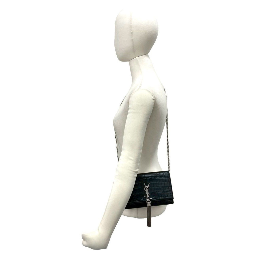 Saint Laurent Paris YSL Logo Leather Chain Mini Shoulder Bag Pochette Black — view 2