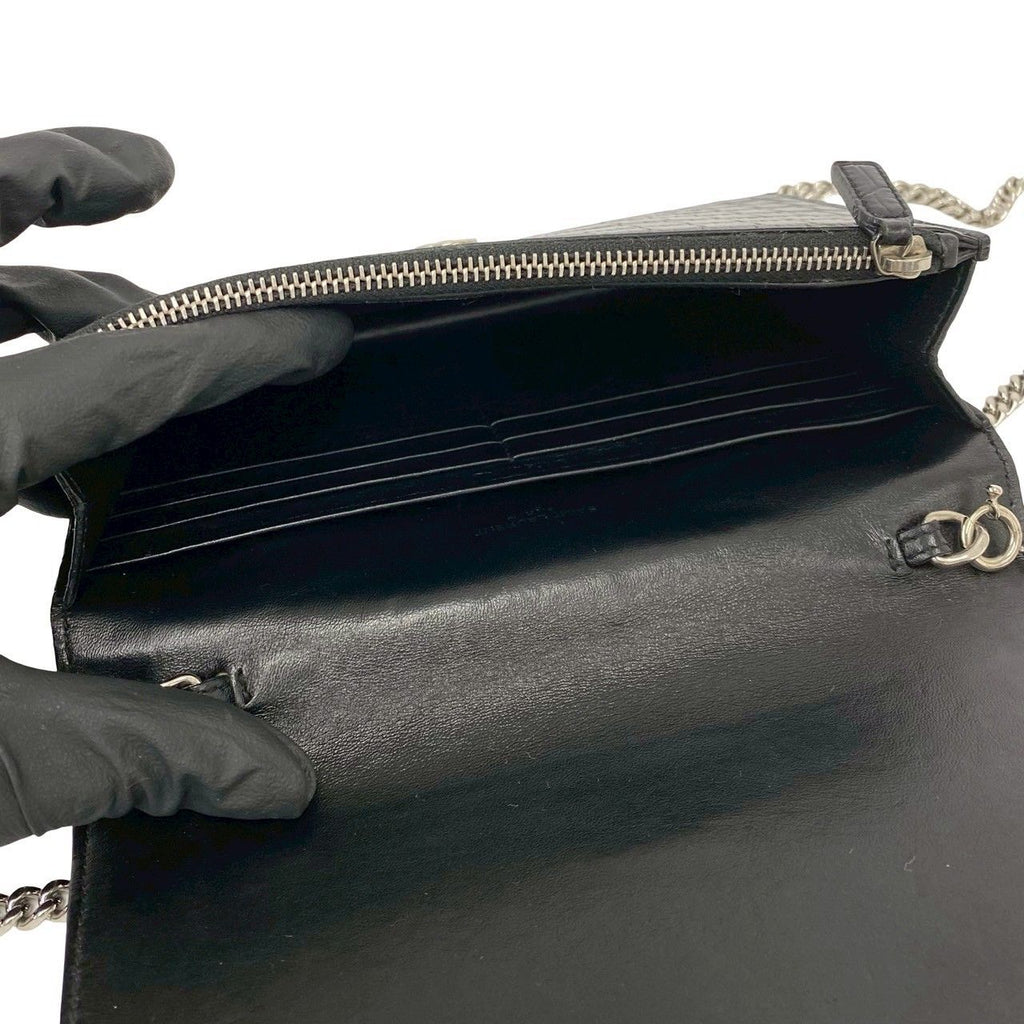 Saint Laurent Paris YSL Logo Leather Chain Mini Shoulder Bag Pochette Black — view 9