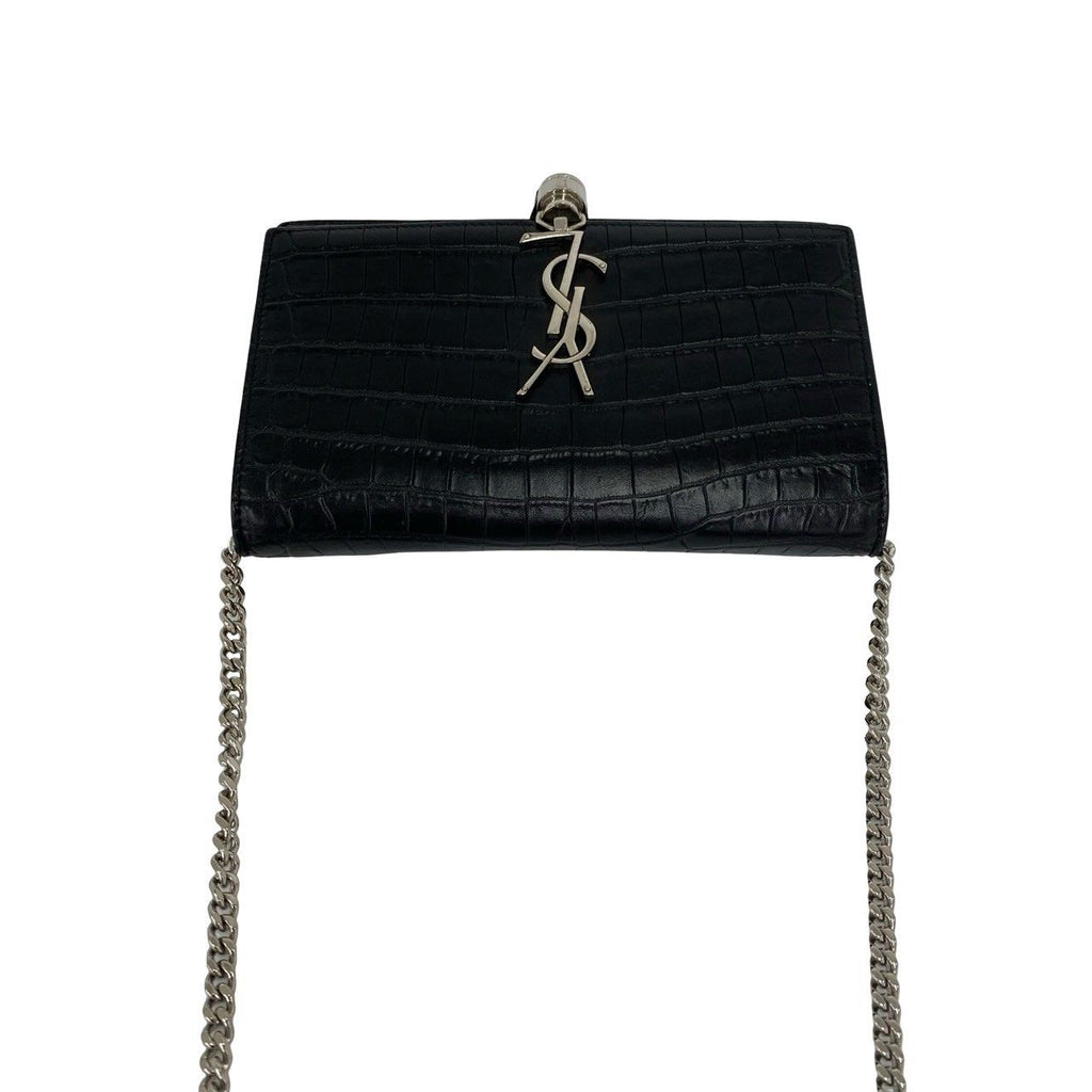 Saint Laurent Paris YSL Logo Leather Chain Mini Shoulder Bag Pochette Black — view 4