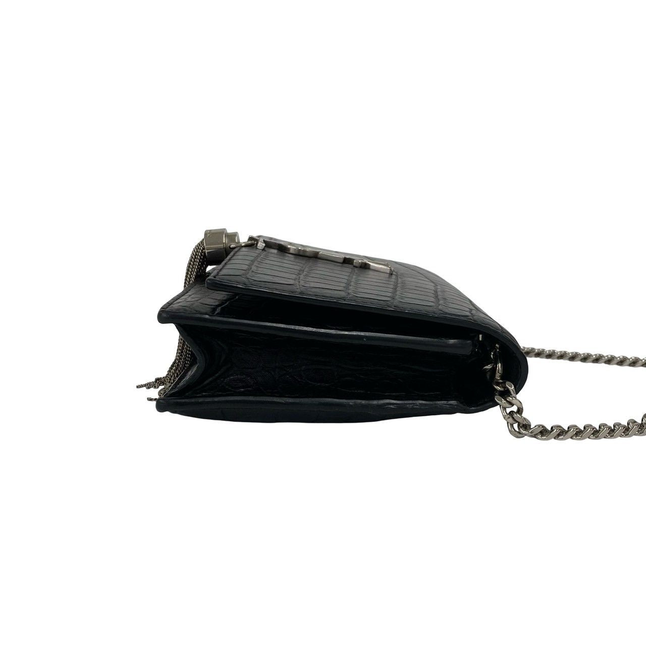 Saint Laurent Paris YSL Logo Leather Chain Mini Shoulder Bag Pochette Black — view 6