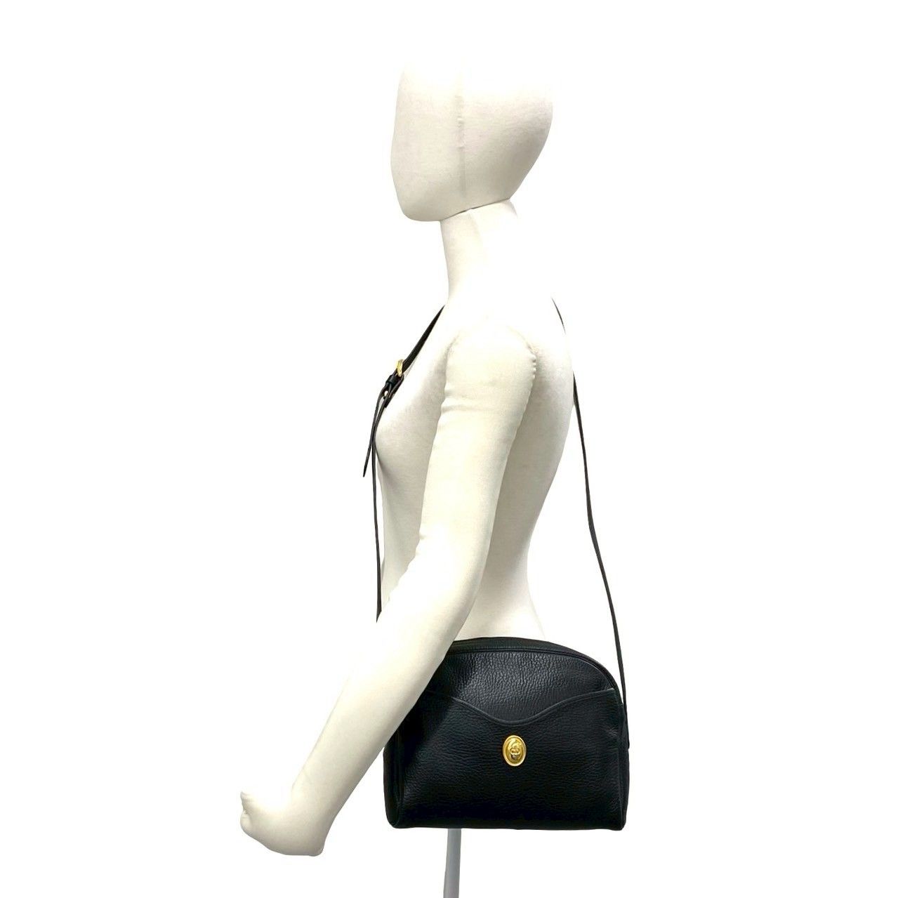 Dior Vintage CD Logo Leather Shoulder Bag Pochette Black — view 2
