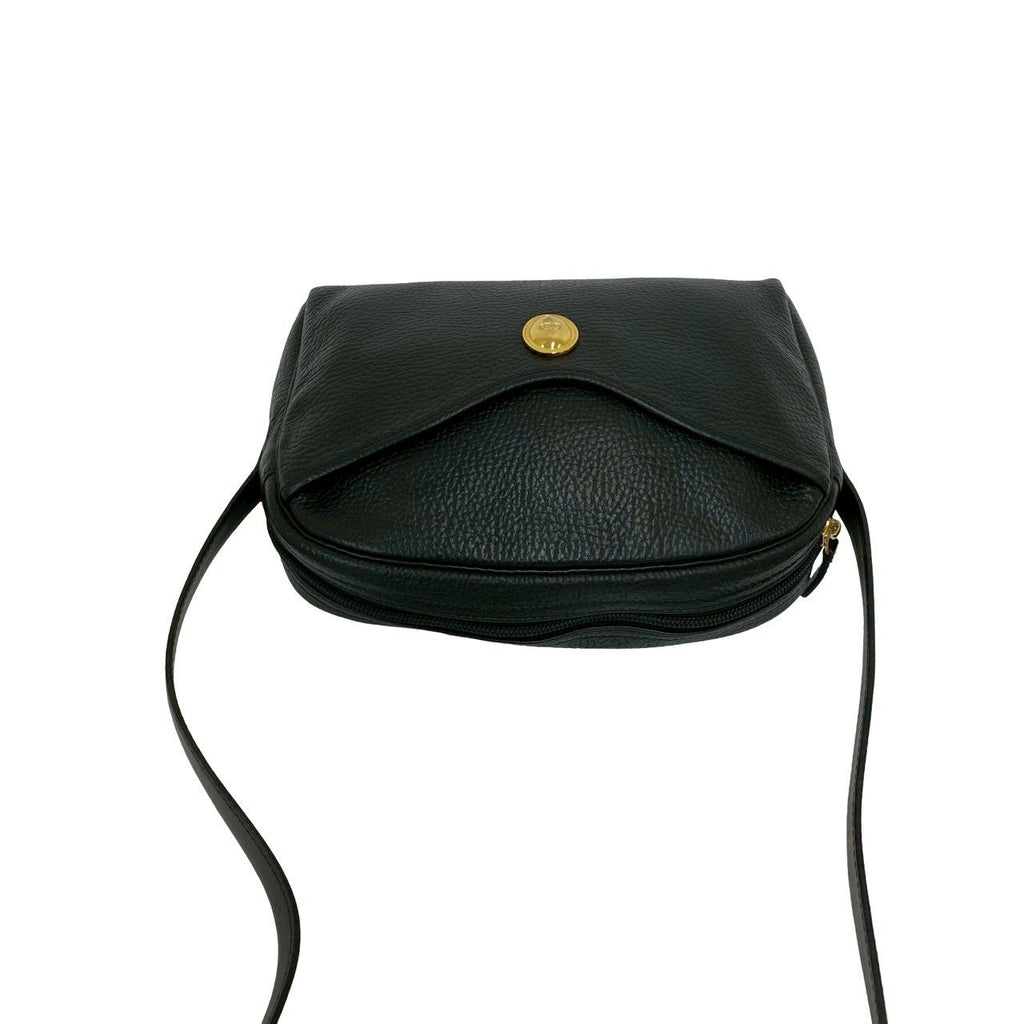 Dior Vintage CD Logo Leather Shoulder Bag Pochette Black — view 4