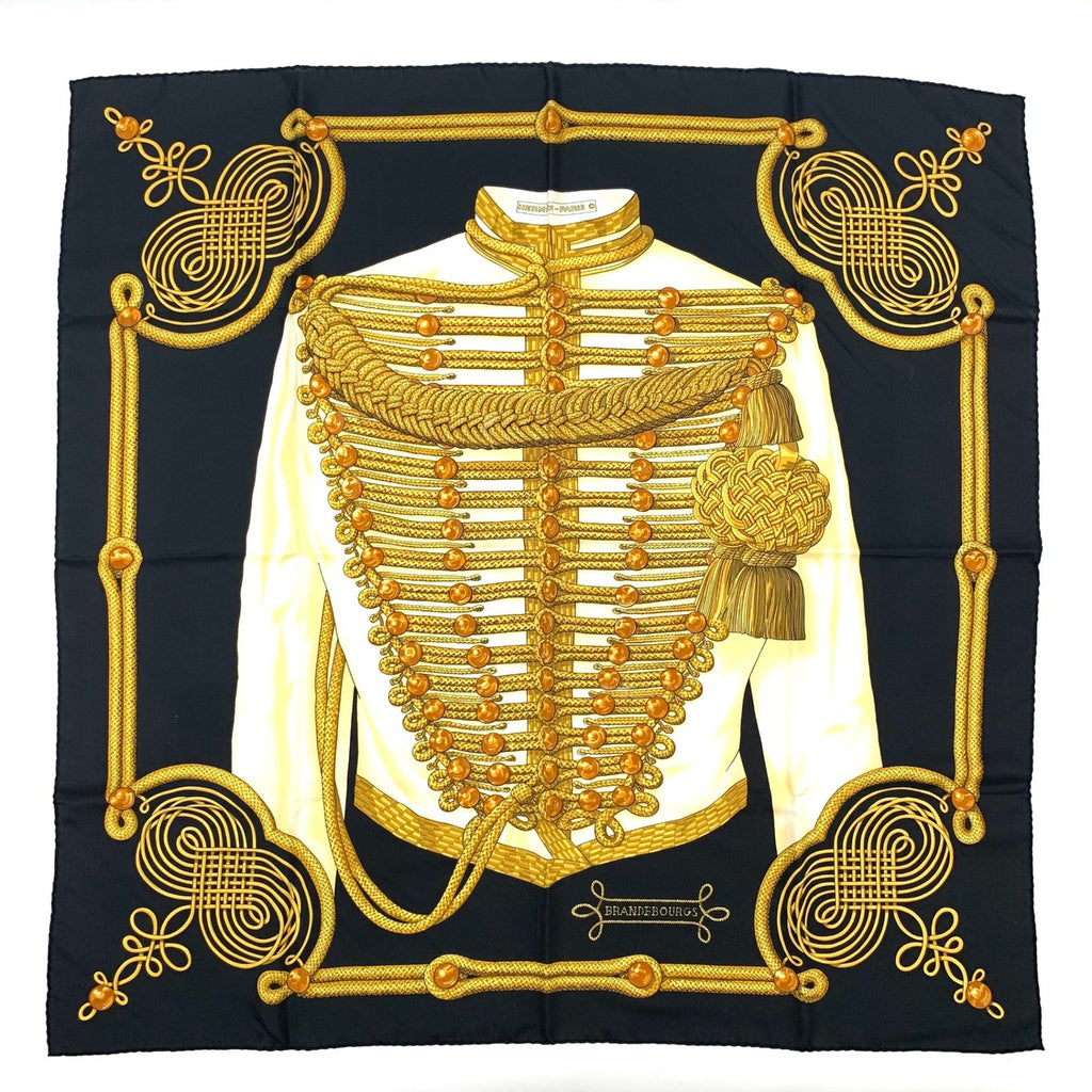 Hermes Carre 90 Scarf Silk Brandebourgs Brandenburg Black Gold — view 2