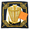 Hermes Carre 90 Scarf Silk Brandebourgs Brandenburg Black Gold