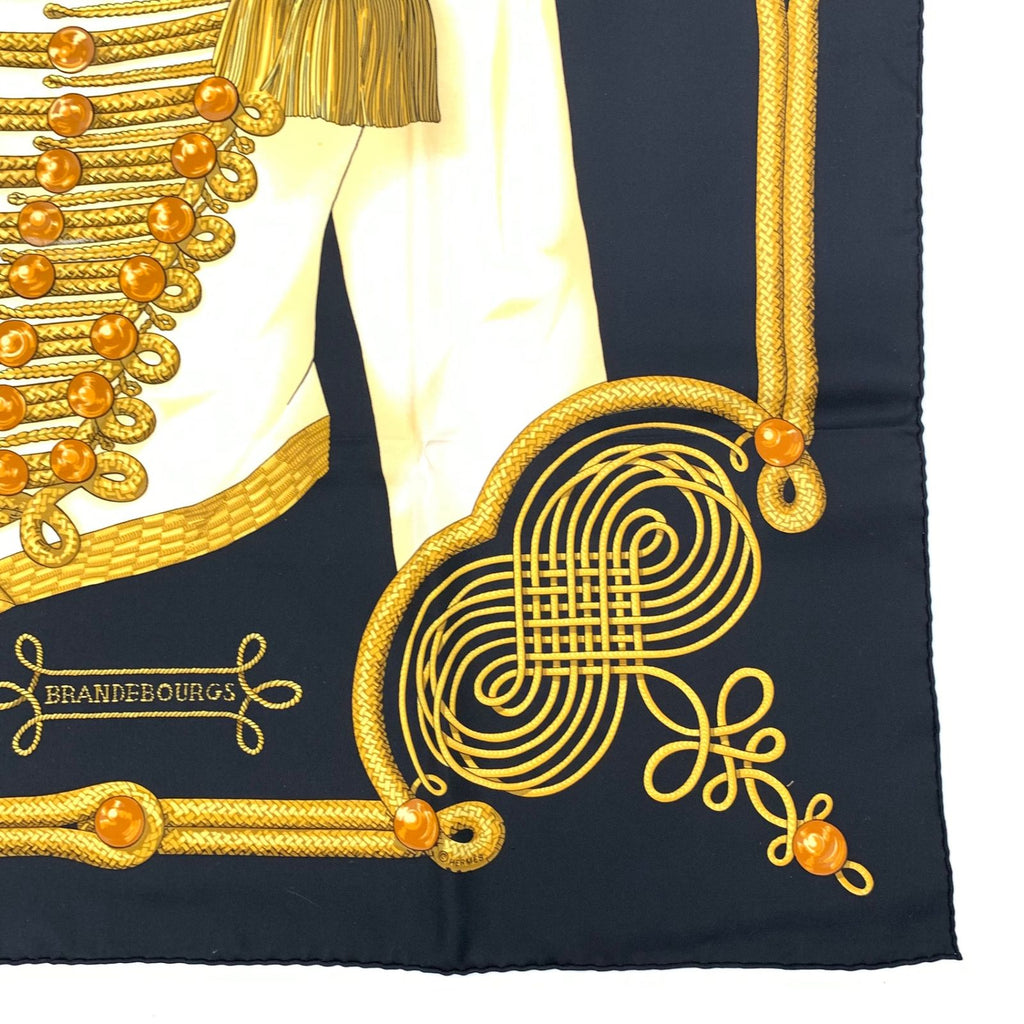Hermes Carre 90 Scarf Silk Brandebourgs Brandenburg Black Gold — view 5