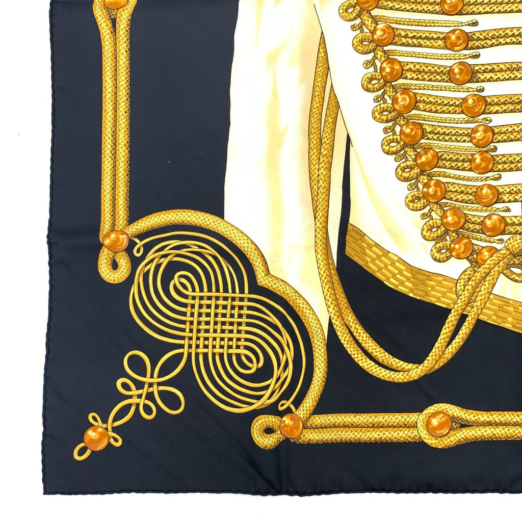 Hermes Carre 90 Scarf Silk Brandebourgs Brandenburg Black Gold — view 6