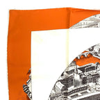 Hermes Carre 90 Regarde Paris View of Scarf Orange — view 3