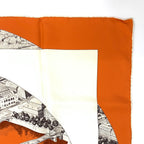 Hermes Carre 90 Regarde Paris View of Scarf Orange — view 4