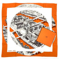 Hermes Carre 90 Regarde Paris View of Scarf Orange