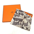 Hermes Carre 90 Regarde Paris View of Scarf Orange — view 9