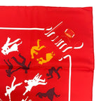 Hermes Carre 90 Boogie Woogie Gray Pearl Silk Scarf Red Orange — view 5
