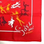 Hermes Carre 90 Boogie Woogie Gray Pearl Silk Scarf Red Orange — view 6