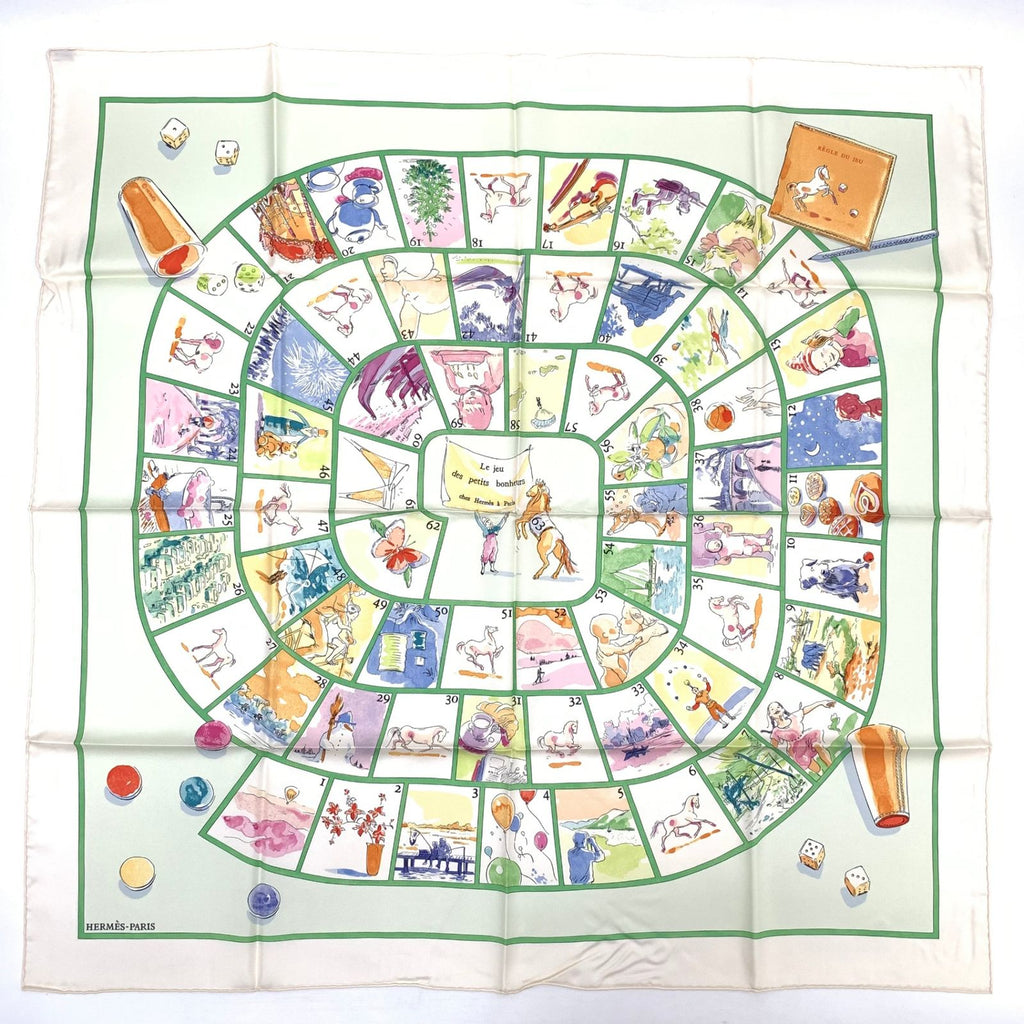 Hermes Carre 90 le Jeu Des Petits Bonheurs Little Happiness Game Scarf Silk — view 2