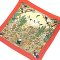 Hermes Pleated Sichlian Sichuan Sicilian Animal Scarf Silk 100% Orange
