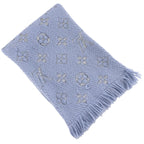 Louis Vuitton Echarpe Logo Mania Shine Wool Light Blue Scarf