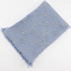 Louis Vuitton Echarpe Logo Mania Shine Wool Light Blue Scarf — view 3