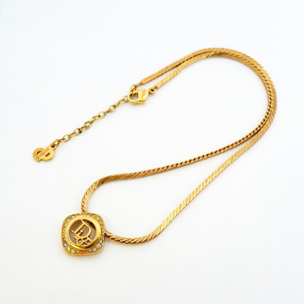 Dior Necklace Logo Gold Plated Rhinestone — view 3