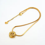 Dior Necklace Logo Gold Plated Rhinestone — view 3
