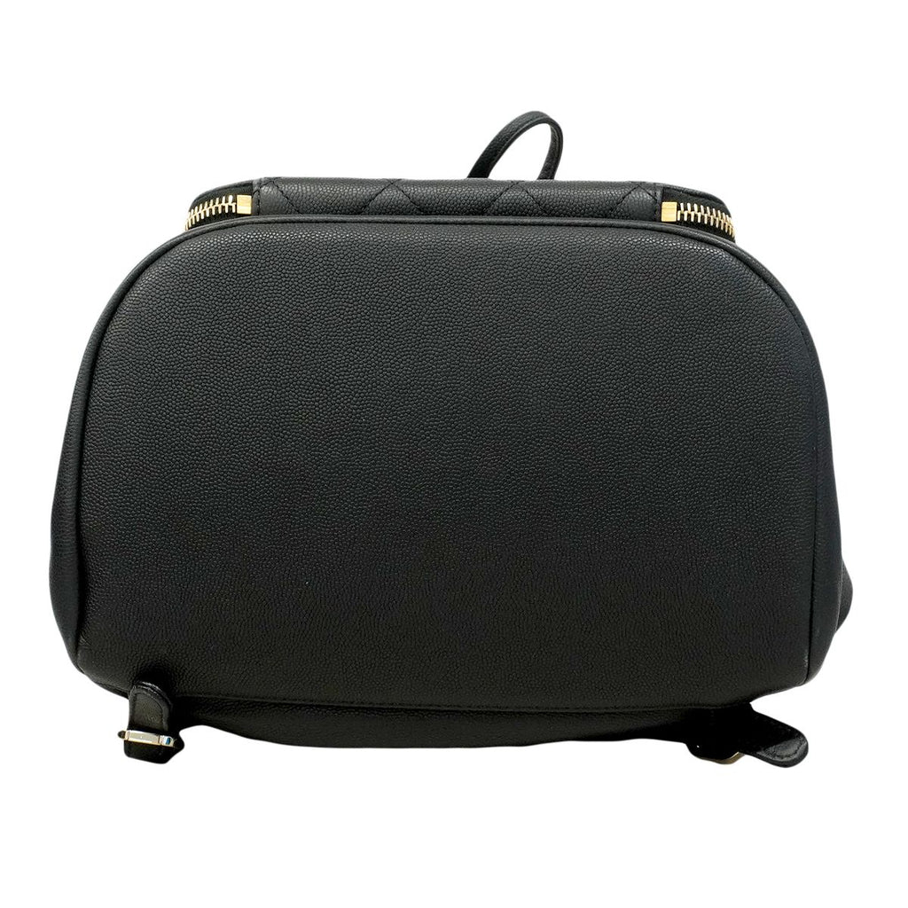Chanel Backpack Quilted Caviar Leather Black Champagne Gold — view 3