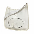 Hermes Shoulder Bag Evelyne Taurillon Clemence White Silver