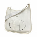 Hermes Shoulder Bag Evelyne Taurillon Clemence White Silver