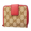 Gucci Wallet GG Canvas Beige Red Gold