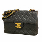 Chanel Shoulder Bag Deca Quilted Lambskin Black Gold