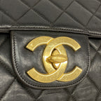 Chanel Shoulder Bag Deca Quilted Lambskin Black Gold — view 9