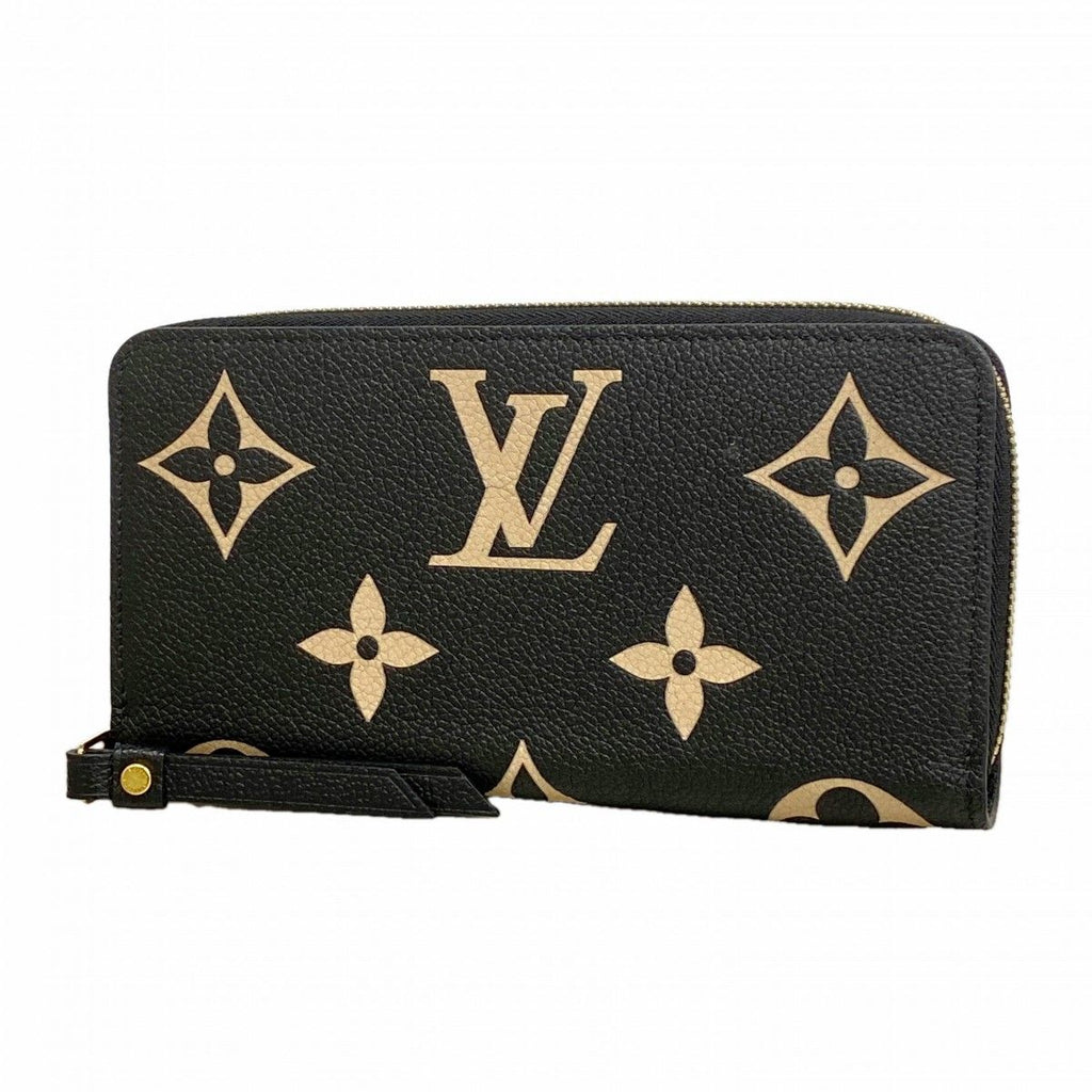 Louis Vuitton Wallet Monogram Empreinte Bicolor Zippy Black Beige