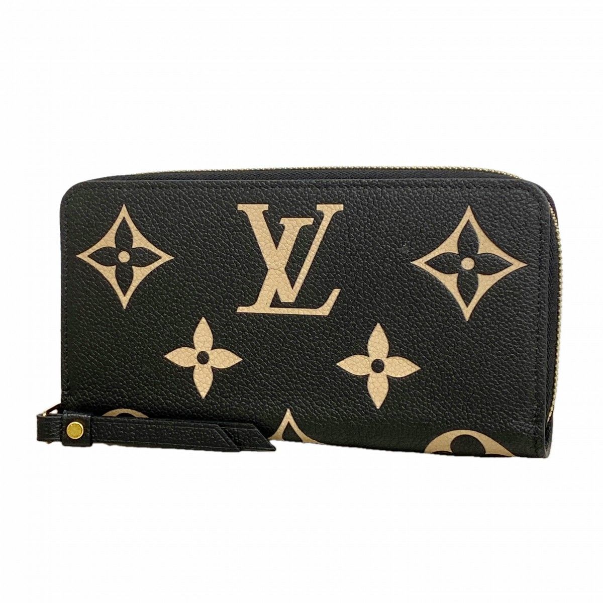Louis Vuitton Wallet Monogram Empreinte Bicolor Zippy Black Beige