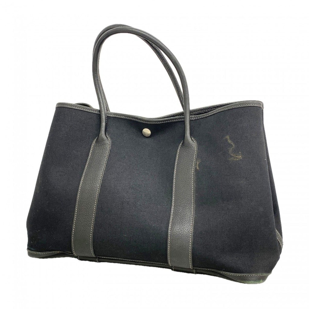 Hermes Tote Garden Party PM Toile Officier Black Silver