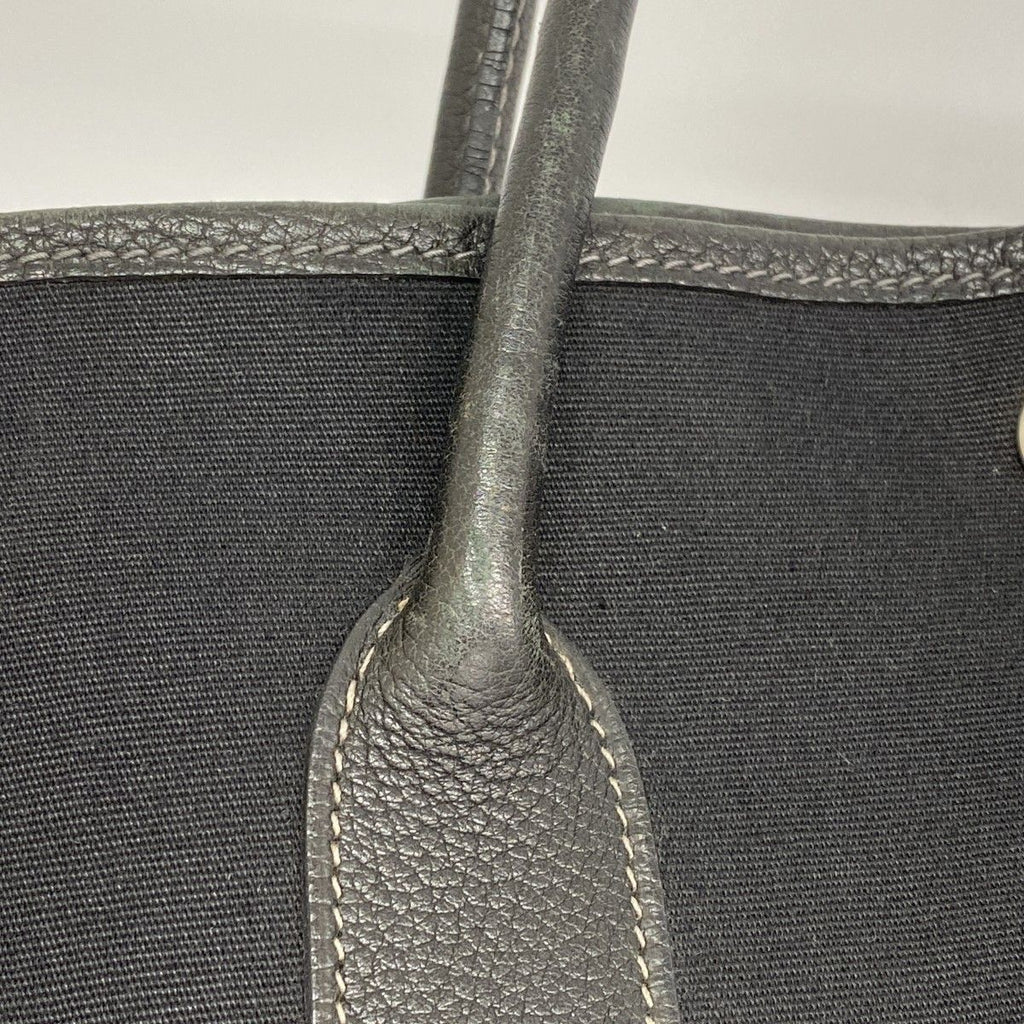 Hermes Tote Garden Party PM Toile Officier Black Silver — view 9