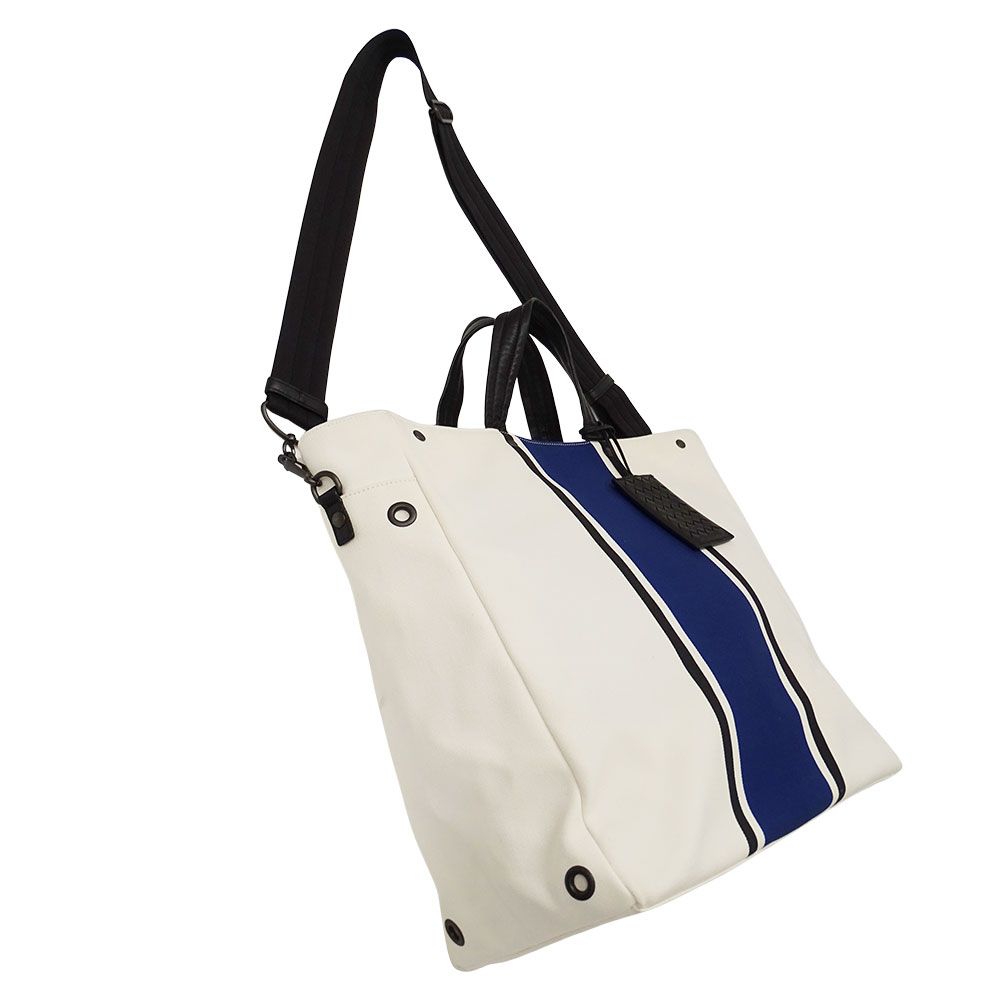 Bottega Veneta Tote Shoulder Bag 2-Way Canvas Ivory Blue Bag Large Going — view 5