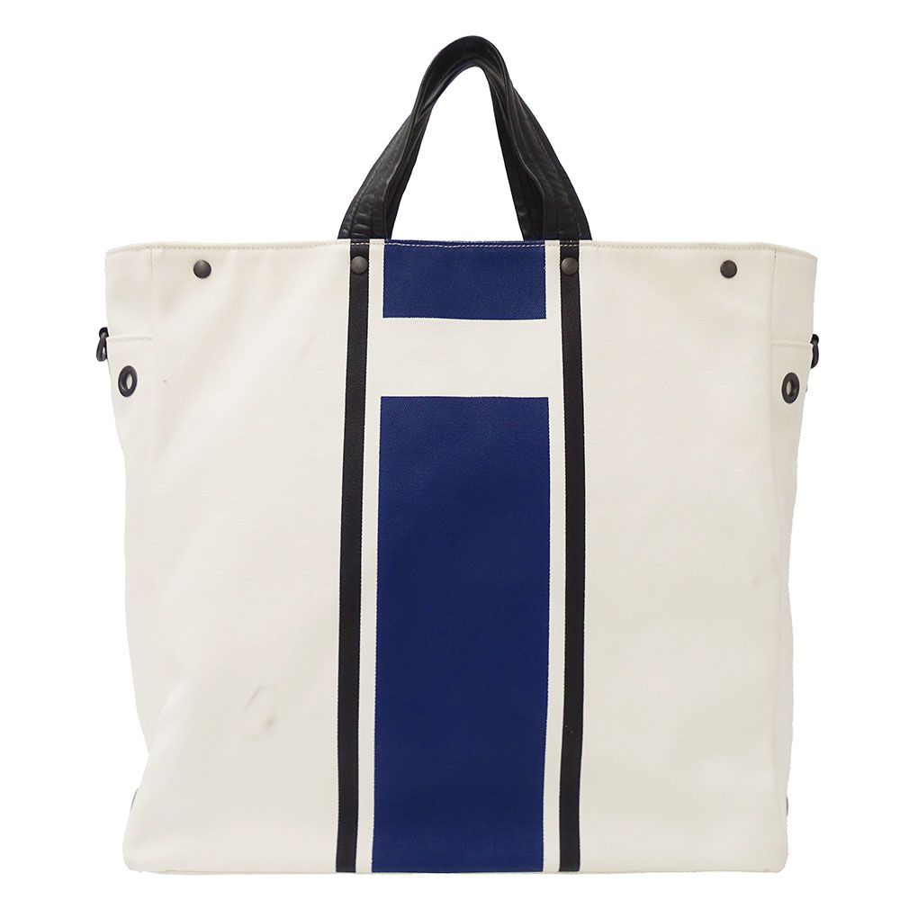 Bottega Veneta Tote Shoulder Bag 2-Way Canvas Ivory Blue Bag Large Going — view 2
